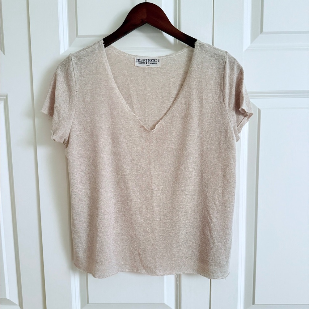 Urban Outfitters Project Social T Textured-Knit V-Neck Tee size XS
